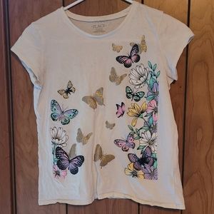 Sz 14 - Children's Place- White T-Shirt w/ Butterfly Design